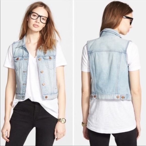 Madewell Clear Blue Light Wash Denim Sleeveless The Jean Vest - Picture 1 of 7